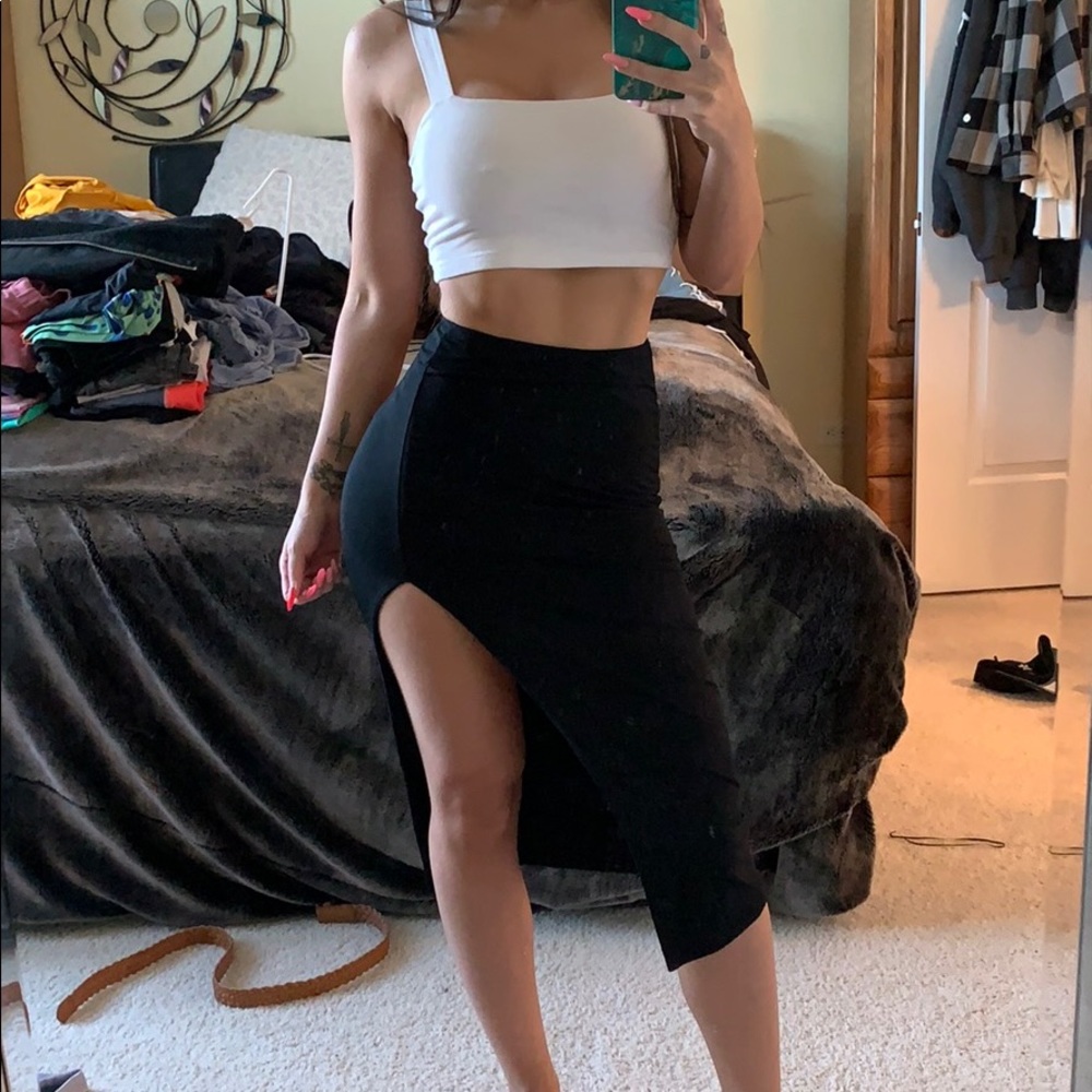 High slit midi skirt